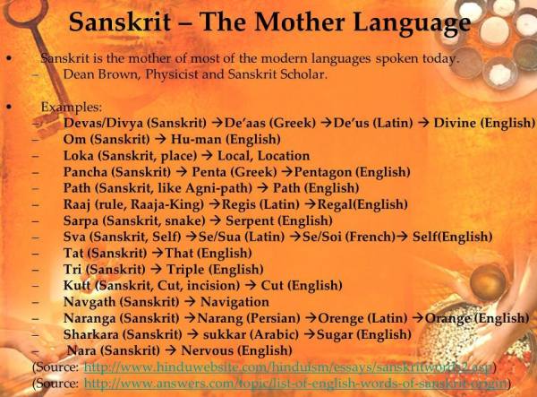 sanskrit comparative chart